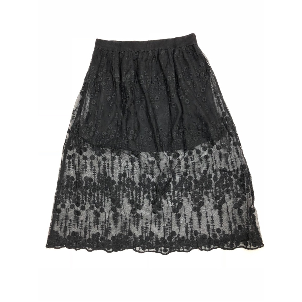 💥SALES💥BOHO BLACK ELASTIC WAIST LINED LACE SKIRT - Picture 6 of 6